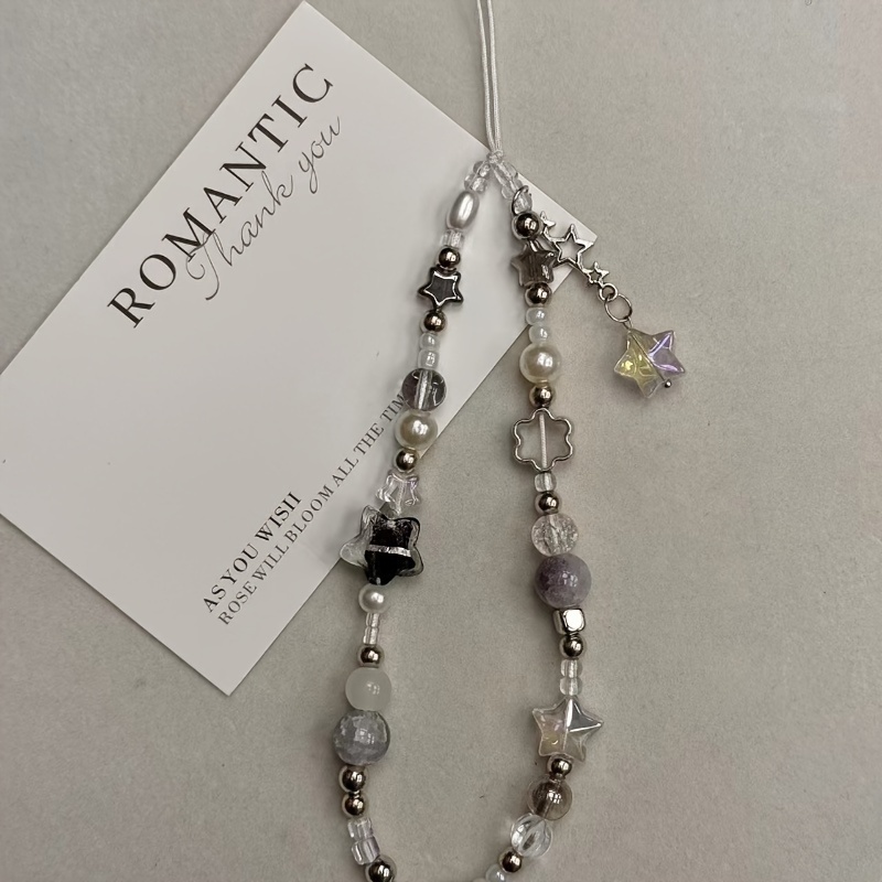 时尚简约个性手机链挂绳辣妹挂件包包耳机相机cdd亚克力串珠挂绳挂饰手机链细节图