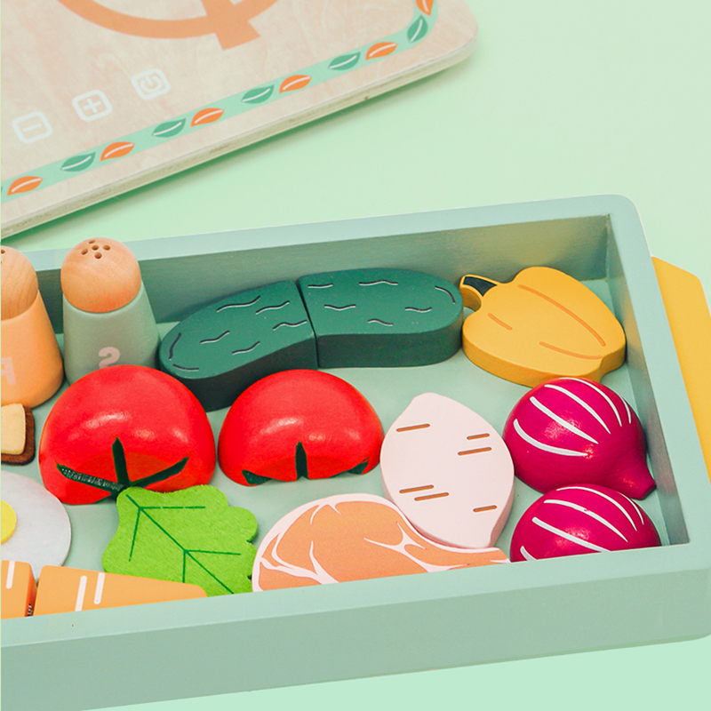 Wooden simulation of every home mini kitchen cooktop pot cutting set portable kitchen Cooking stove toy small Daisy flat kitchen Item Picture