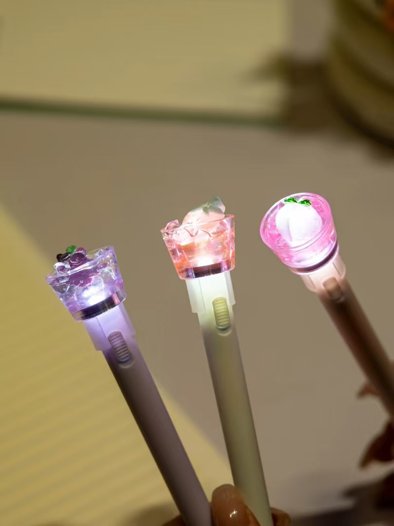 Fandouka Stationery Creative Fruit Spin Fun Luminous Pen Spin Gel Pen Smooth and Easy to Write Factory wholesale creative stationery gel pen stationery details Picture