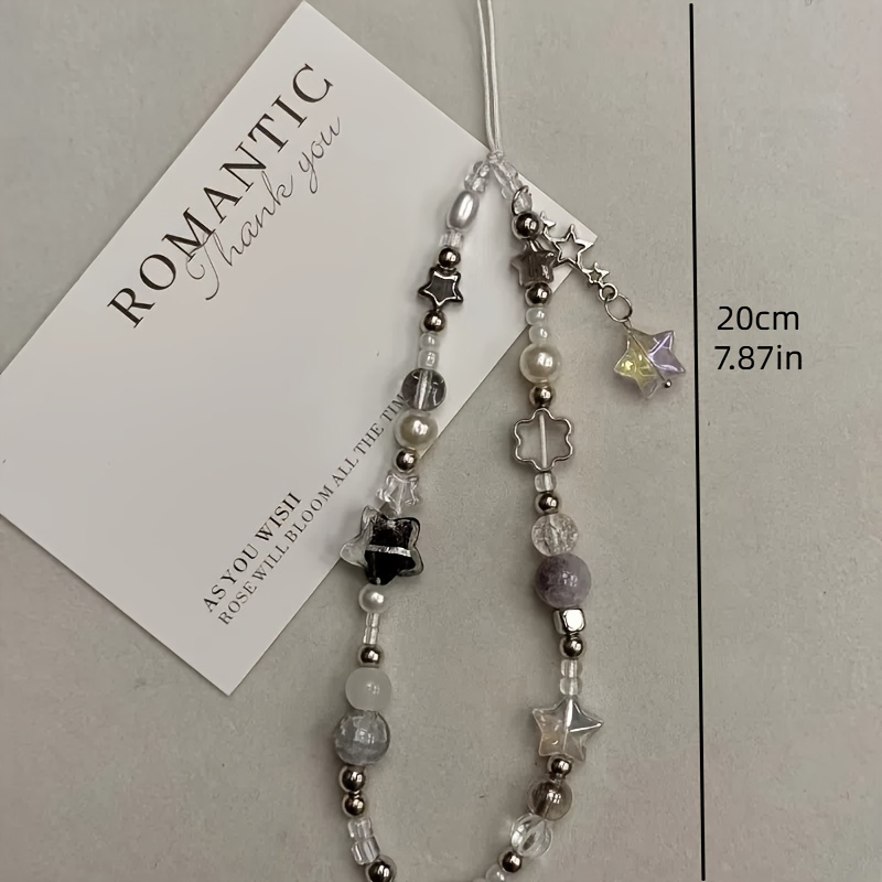 时尚简约个性手机链挂绳辣妹挂件包包耳机相机cdd亚克力串珠挂绳挂饰手机链白底实物图