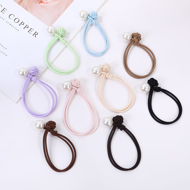 Simple pearl Chinese knot hair tie, high ponytail rubber band for women, high elasticity and durable hair tie detail image 3