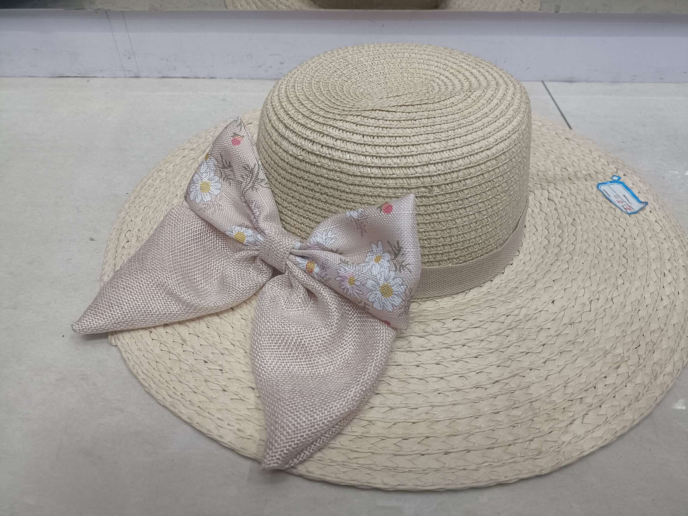 经典仿麻蝴蝶结夏季帽子产品图