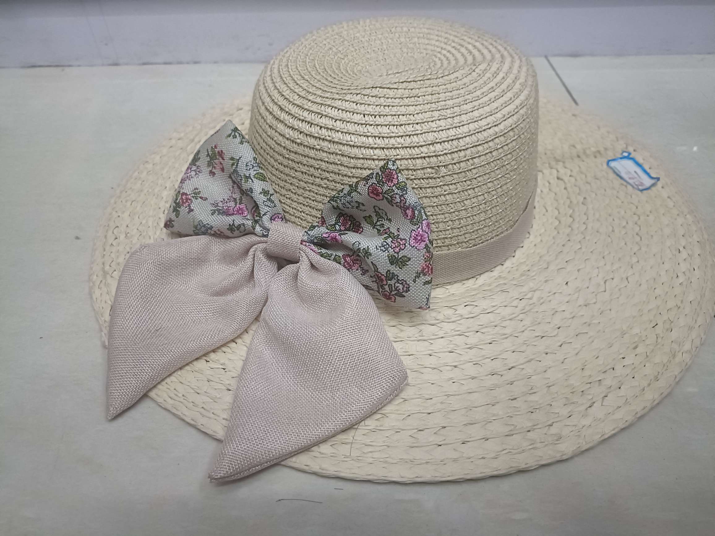 经典仿麻蝴蝶结夏季帽子