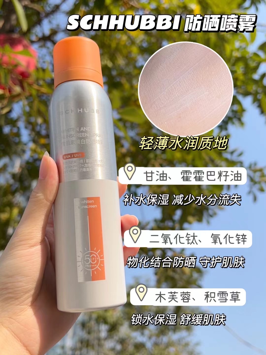 Sprite 100ml Snow Muscle Whitening Sunscreen Spray SPF50+PA++++ SC456 Application Scenario