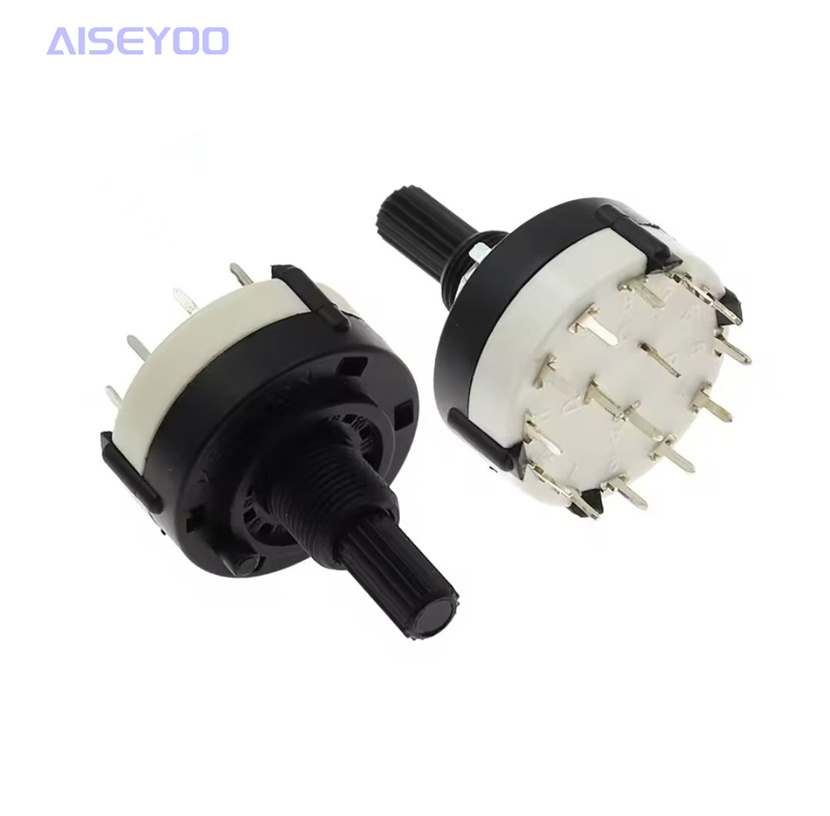 The RS26MM band rotary switch is made of all-plastic and can adjust the gear position by itself. The handle length is 20MM. It is a single-blade 12-position, double-blade 6-position, triple-blade 4-position, four-blade 3-position rotary switch pic 3