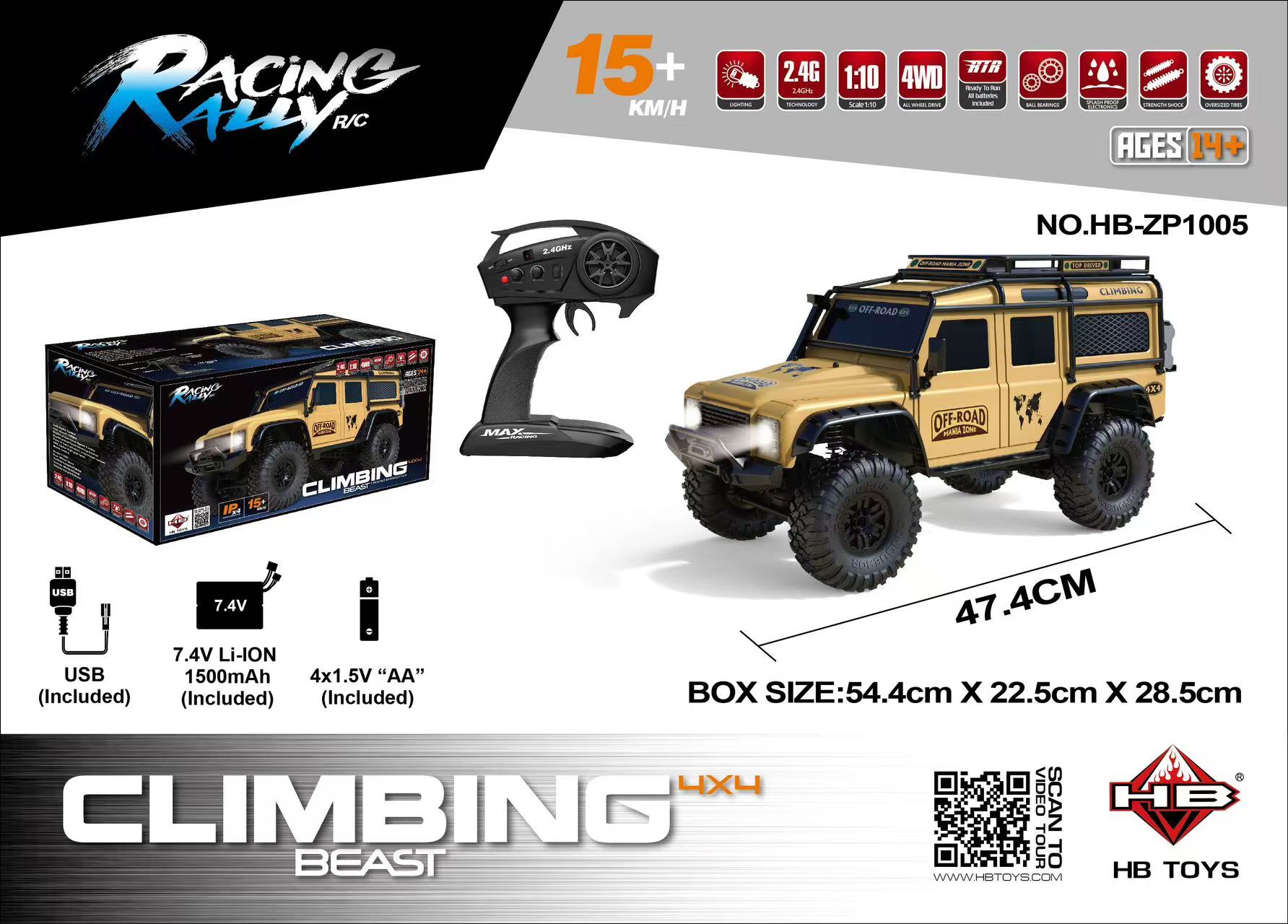1:10 model four-wheel drive climbing car, sealed box with lights, high-speed car Application Scenario