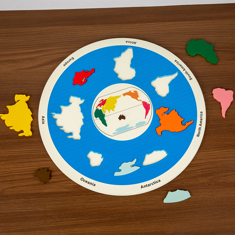 Wooden eight planets seven continents matching cognitive jigsaw Solar system planets moon phase changes early education science enlightenment toy seven continents jigsaw Application Scenario