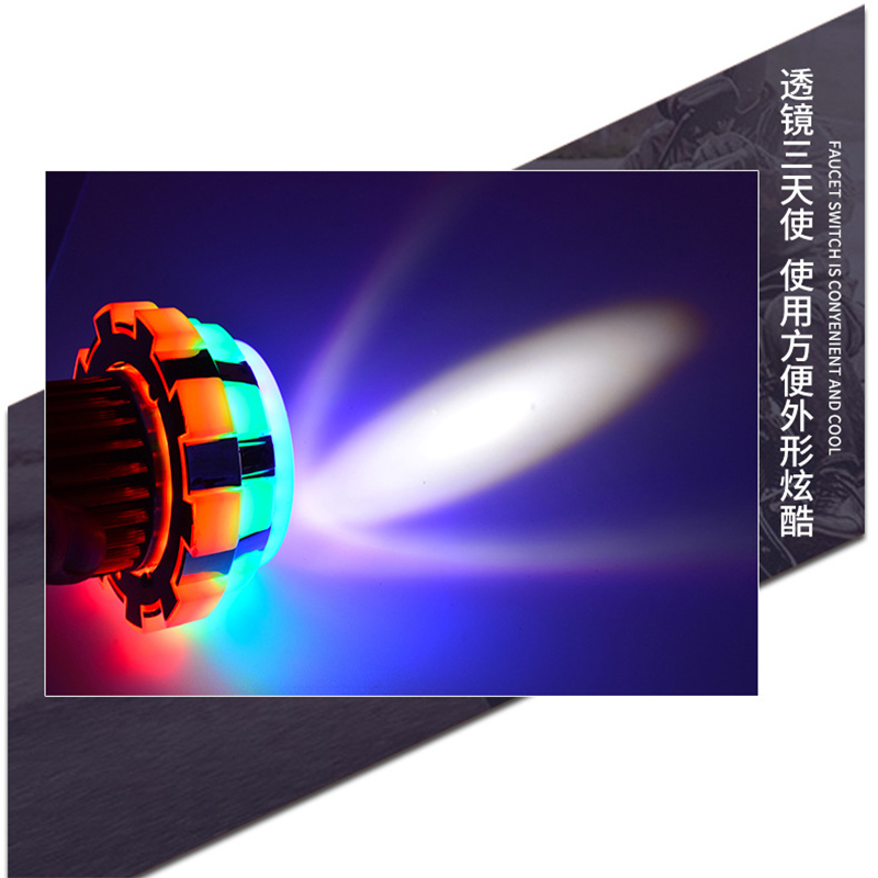 通用摩托车大灯鬼火天使眼恶魔眼大灯内置双光透镜激光炮超亮详情图3