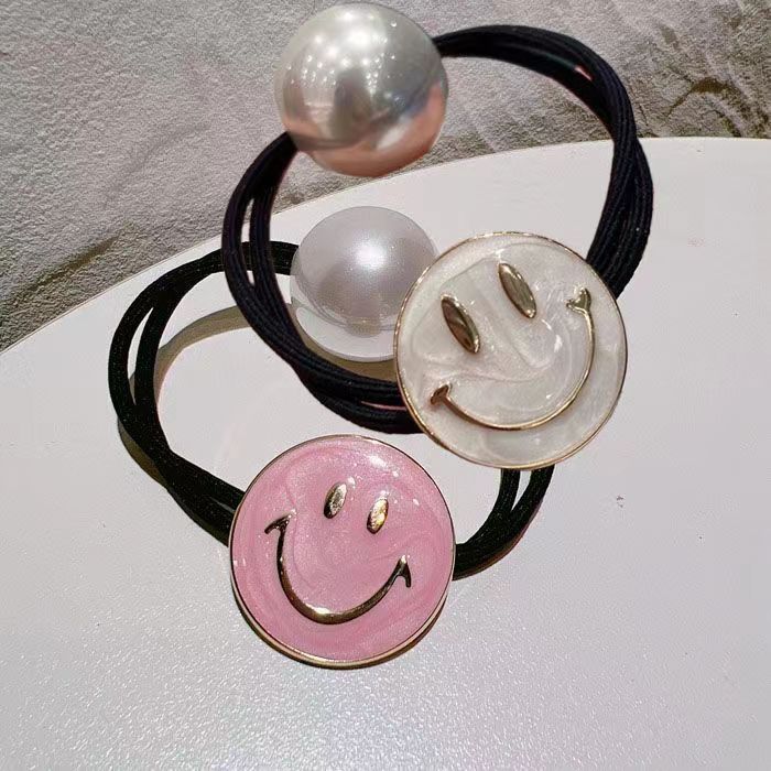 Simple and fashionable hair, shell smiling face, pearl hair tie, hair accessory, bun hair tie, hair accessory, leather band, hair band, Korean hair accessory, hair tie, wooden comb, thickened Tianyi accessory, grabber Specification image