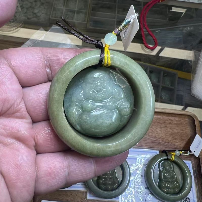 Jade pendant, large Guanyin Maitreya Buddha necklace jewelry, A-grade pendant, extra-large bracelet, with Buddha in your heart, wholesale and retail jewelry Item Picture