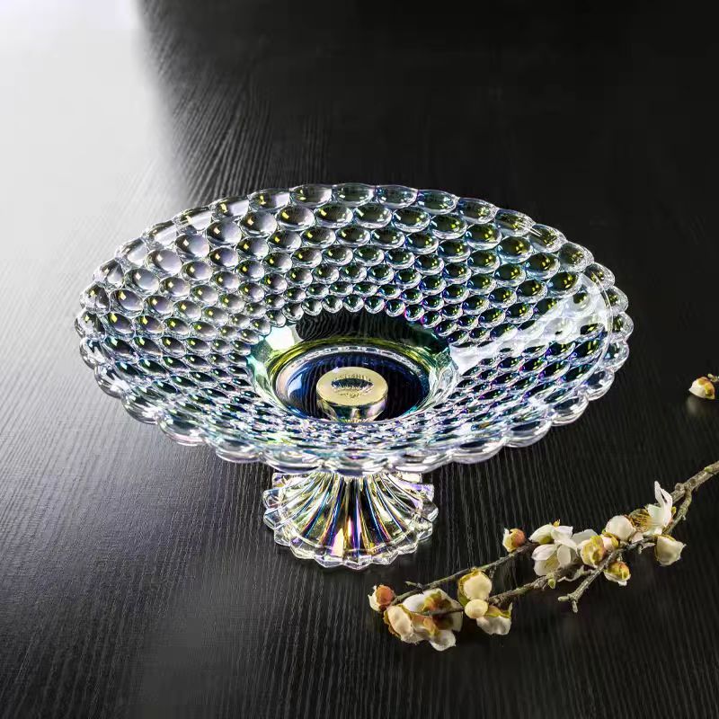 European-style creative metal fruit plate, living room home decoration fruit plate, glass coffee table, dried fruit plate wholesale factory direct sales, cross-border snack plate, high-quality home products, Yangxuan details Picture