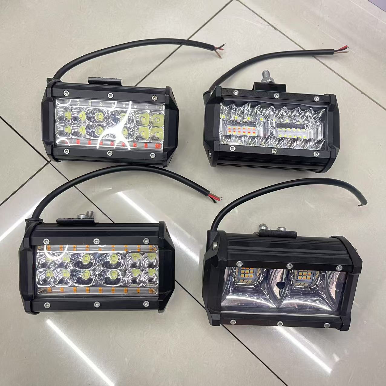 Factory car led work light, 4-inch 30W, 3-row with color ring flashing light, 12V, 30V universal motorcycle light pic 1