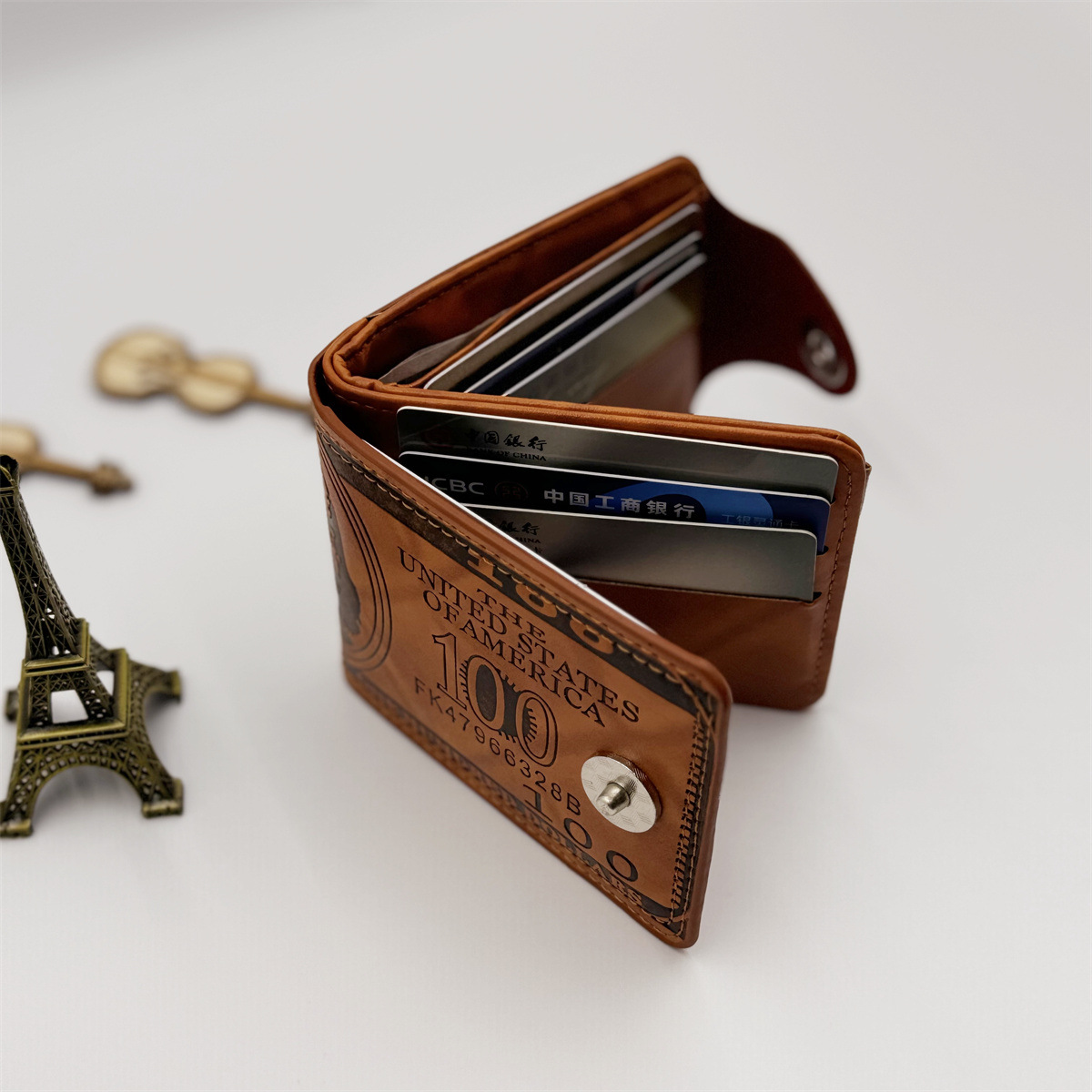 T跨境热销美金图案零钱包爆款PU男士钱包多功能复古包多卡位钱包详情9