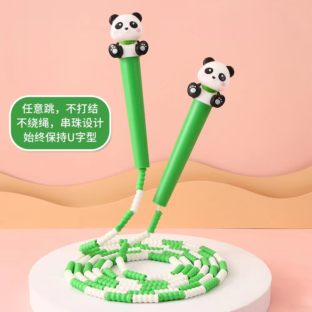 Fandouka Stationery, creative and cute cartoon head Cut Panda bamboo joint skipping rope, sports goods, fitness goods, skipping rope, children's outdoor Item Picture