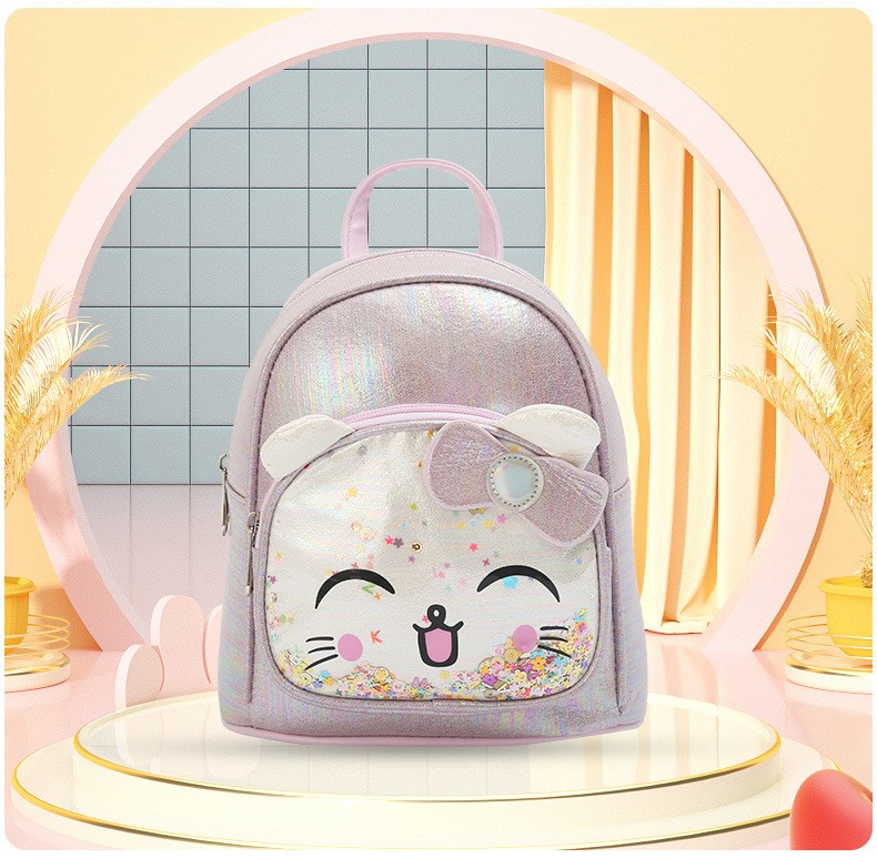 大尾貓喵咪蝴蝶結(jié)時尚休閑可愛萌趣幼兒園女童雙肩包詳情9