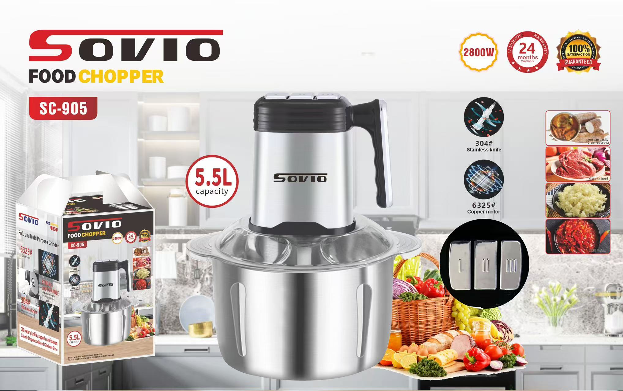 Sovio 5.5L household mixer Meat grinder Application Scenario