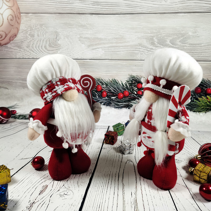 新品圣诞站立厨师无脸老人公仔摆件装饰品派对聚会装饰品细节图