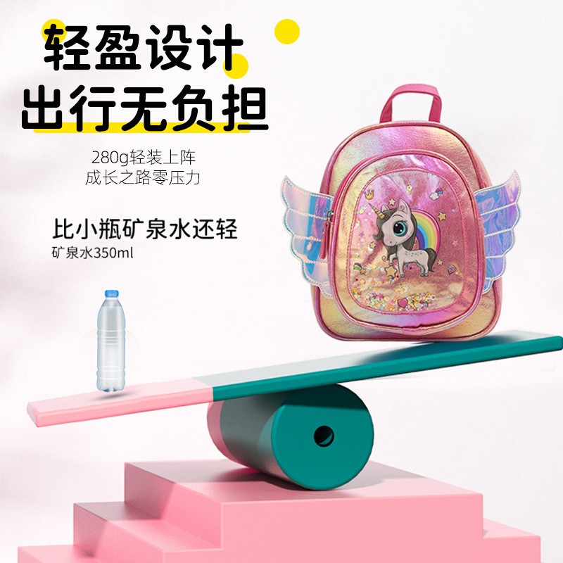 Big-tailed cat, unicorn, cute wings, fashionable, casual, cute and fun, kindergarten princess, girl's backpack details Picture