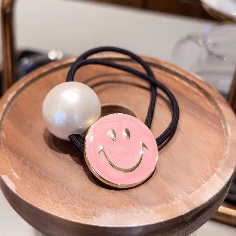 Simple and fashionable hair, shell smiling face, pearl hair tie, hair accessory, bun hair tie, hair accessory, leather band, hair band, Korean hair accessory, hair tie, wooden comb, thickened Tianyi accessory, grabber detail image 7