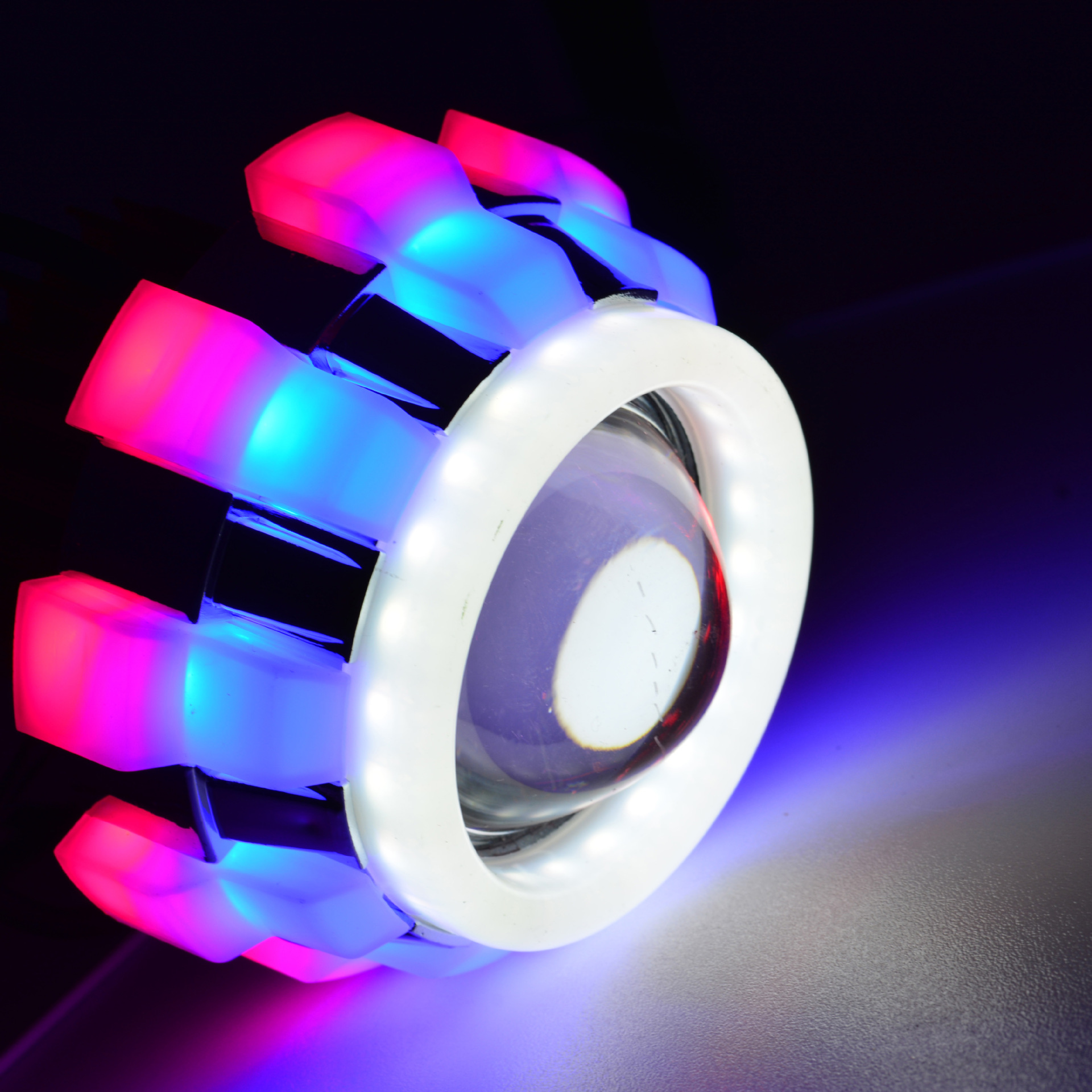 通用摩托车大灯鬼火天使眼恶魔眼大灯内置双光透镜激光炮超亮详情图2