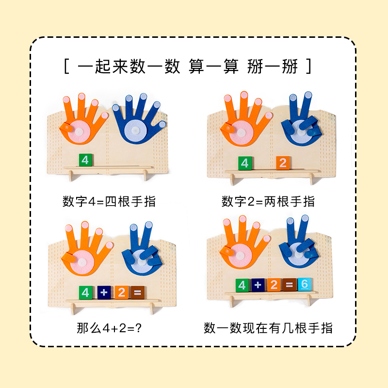 Montessori digital teaching AIDS kindergarten learning addition and subtraction finger mathematics cognitive puzzle arithmetic toys details Picture