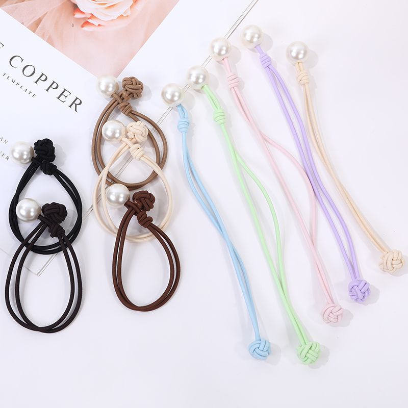 Simple pearl Chinese knot hair tie, high ponytail rubber band for women, high elasticity and durable hair tie detail image 7