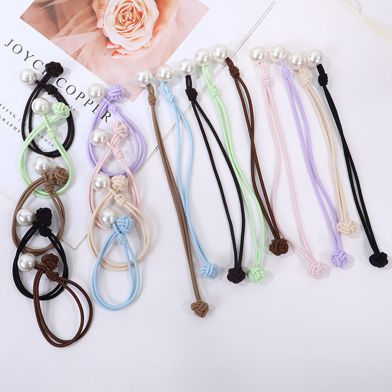 Simple pearl Chinese knot hair tie, high ponytail rubber band for women, high elasticity and durable hair tie Specification image