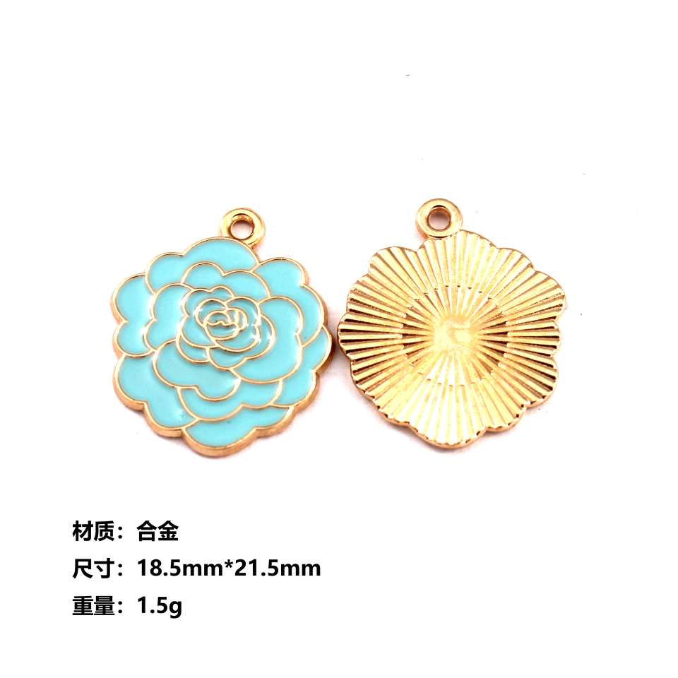 Chinese-style multi-color peony flower Korean version diy alloy oil-dripping earrings, necklaces, pendants and accessories Item Picture