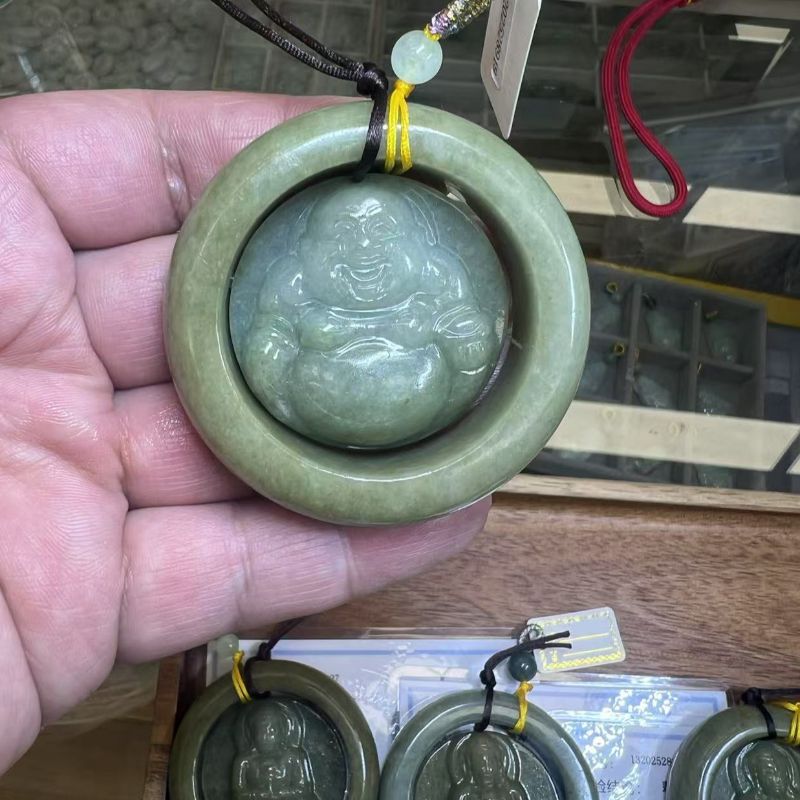 Jade pendant, large Guanyin Maitreya Buddha necklace jewelry, A-grade pendant, extra-large bracelet, with Buddha in your heart, wholesale and retail jewelry Specification image
