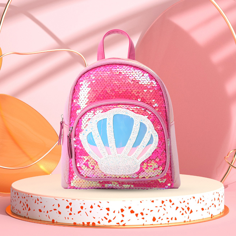 Big-tailed cat sequined shell, fashionable, casual, cute and fun kindergarten girls' princess schoolbag, girls' backpack