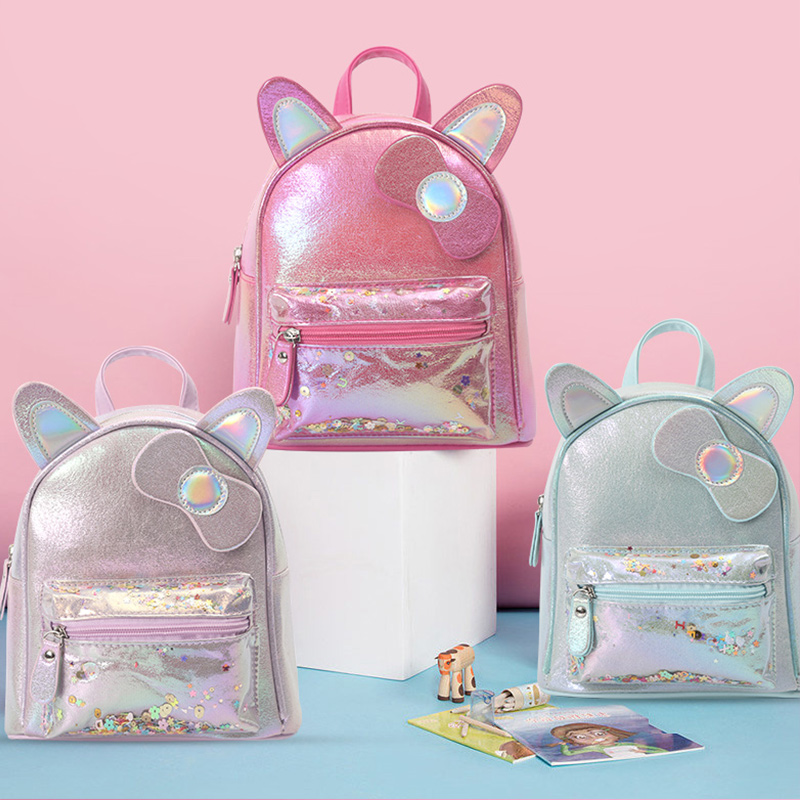 A cute, waterproof, lightweight, fashionable and casual backpack for kindergarten girls in the style of a princess with a big tail cat details Picture