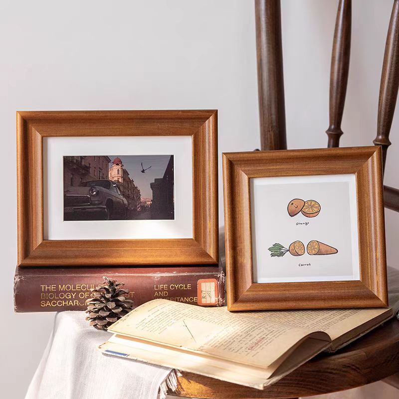 实木相框摆台正方形5678寸欧式复古洗照片打印加做成画框挂墙