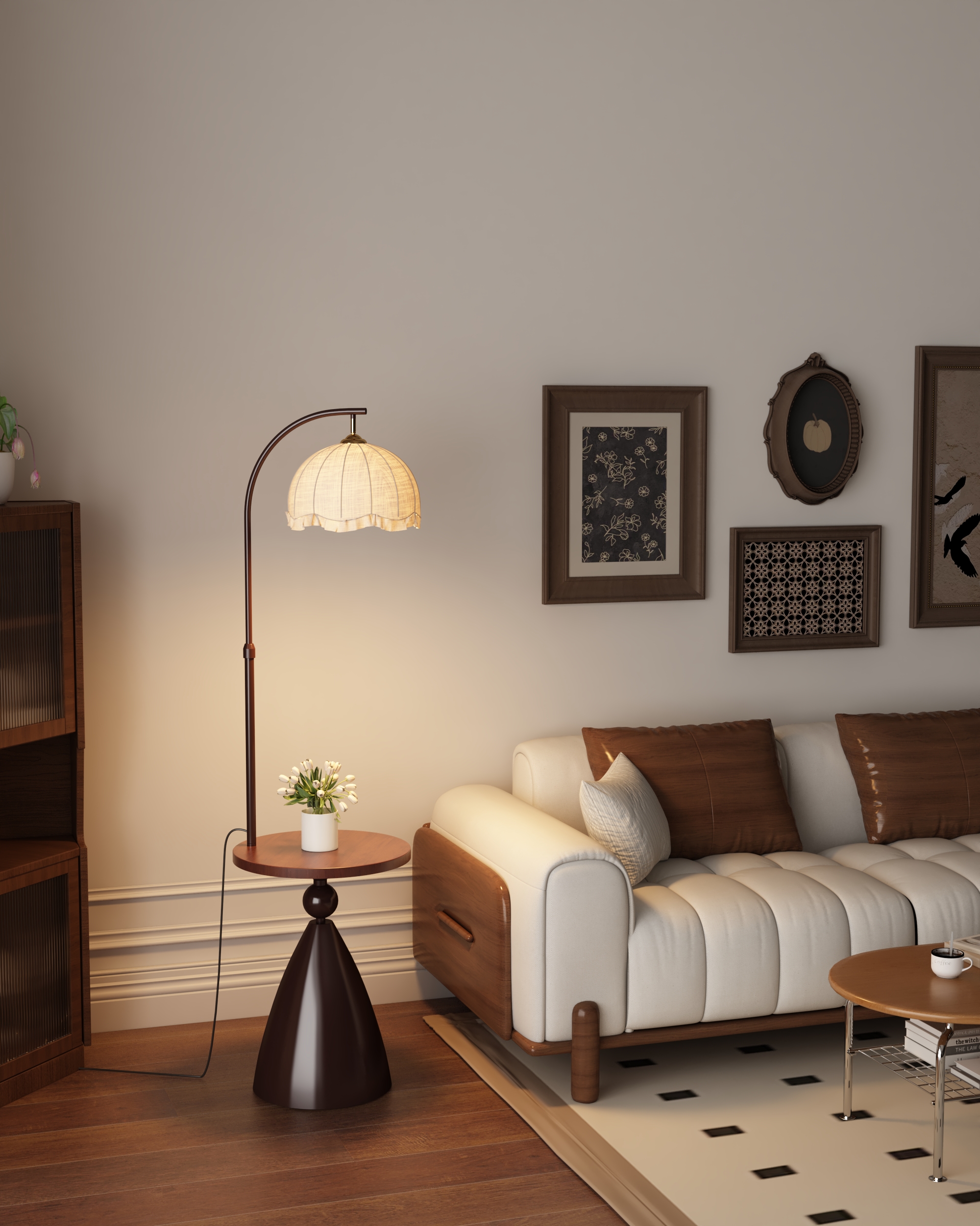 Chinese ancient style living room floor lamp sofa next to the superior atmosphere bedroom bedside French retro decoration upright table lamp details Picture