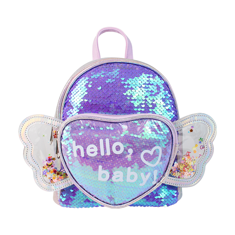 A cute and trendy item with sequined letters on the wings of a big-tailed cat, a backpack for kindergarten girls and princesses