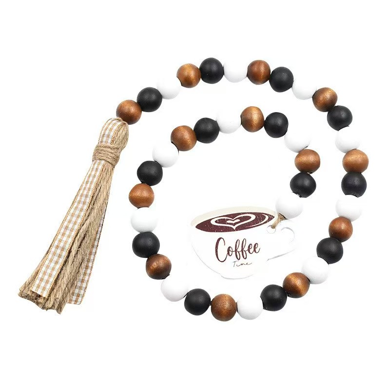 实木串珠禾木珠串可放花瓶窗帘扣挂件挂饰麻绳流苏详情图5