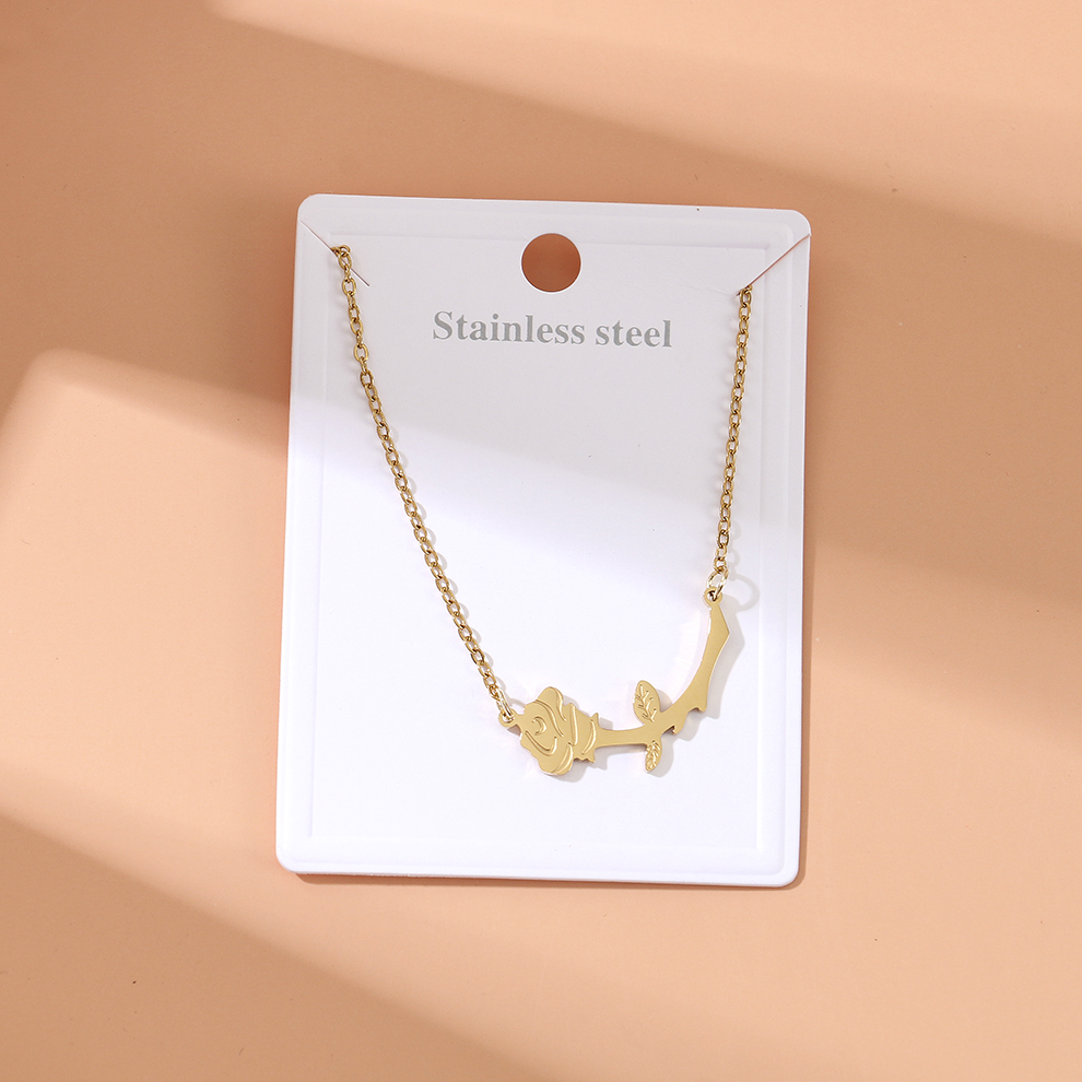 钛钢项链女款浪漫复古小雏菊花朵玫瑰花小众设计轻奢不褪色锁骨链白底实物图