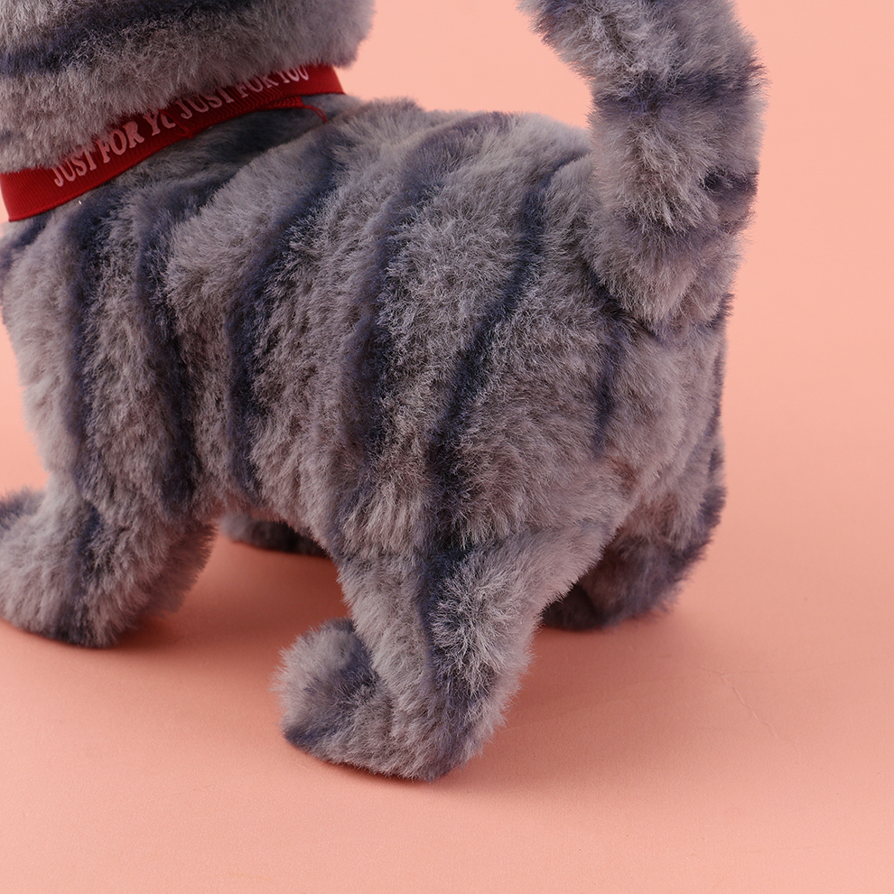 The 2025 new cute plush bell lip-off electronic cat children's simulation toy can walk, move and bark Item Picture