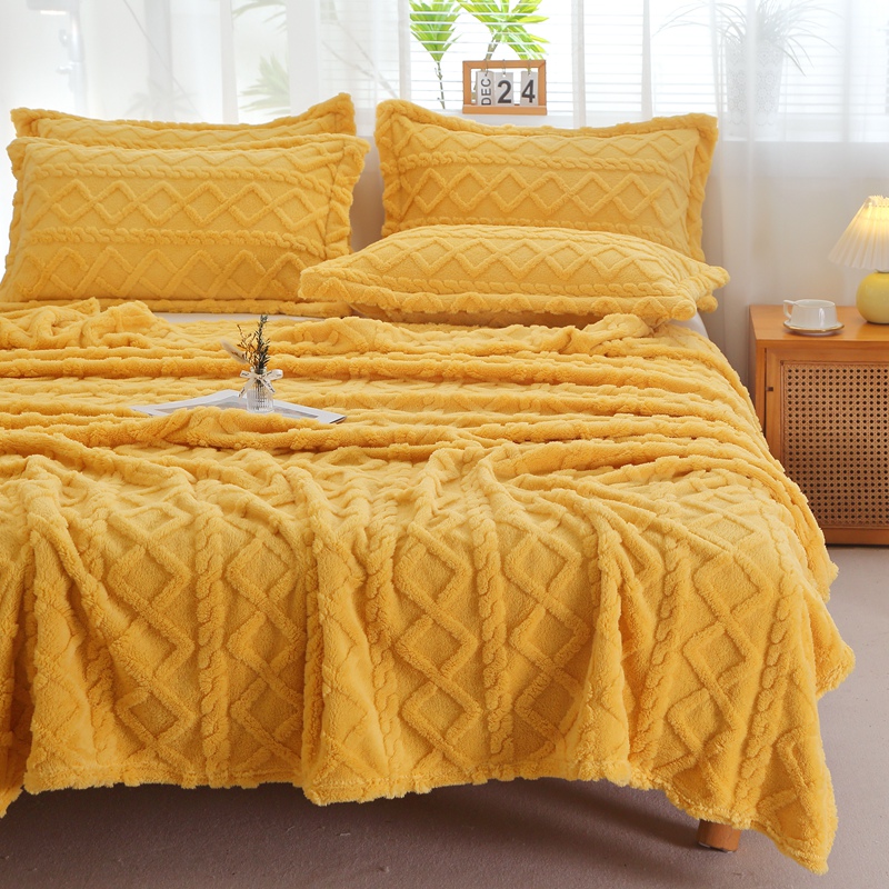 Junbao Dyeing and Printing Taffy velvet jacquard fringed blankets are available for wholesale in large quantities for export pic 5
