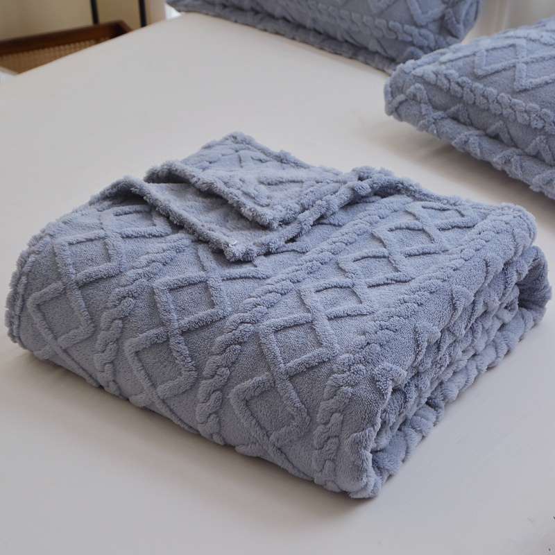 Junbao Dyeing and Printing Taffy velvet jacquard fringed blankets are available for wholesale in large quantities for export Specification image