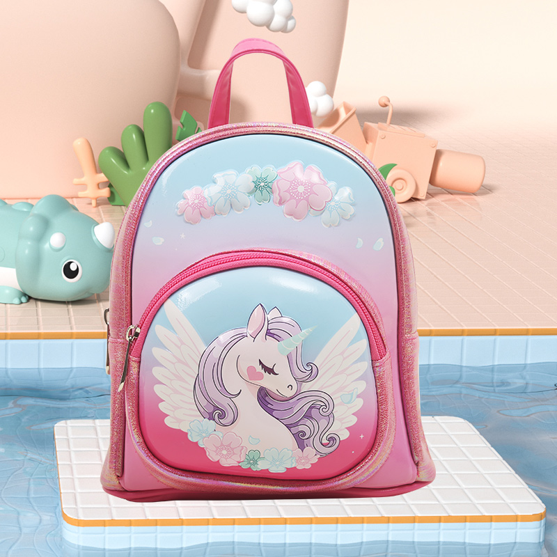 Big-tailed cat, unicorn, flower, cute and fun, fashionable and casual bag for kindergarten girls, girls' backpack Item Picture