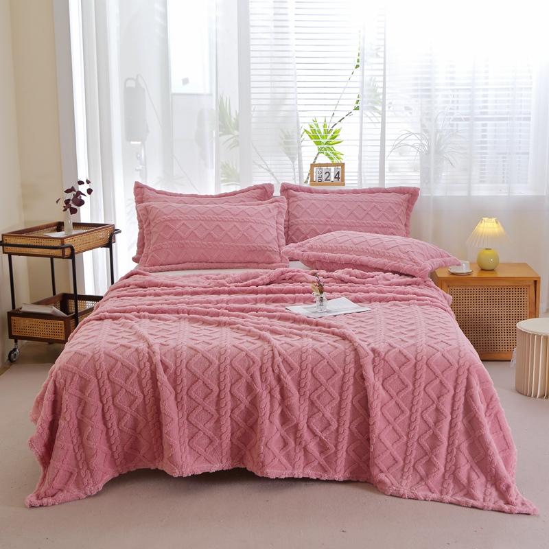 Junbao Dyeing and Printing Taffy velvet jacquard fringed blankets are available for wholesale in large quantities for export pic 1