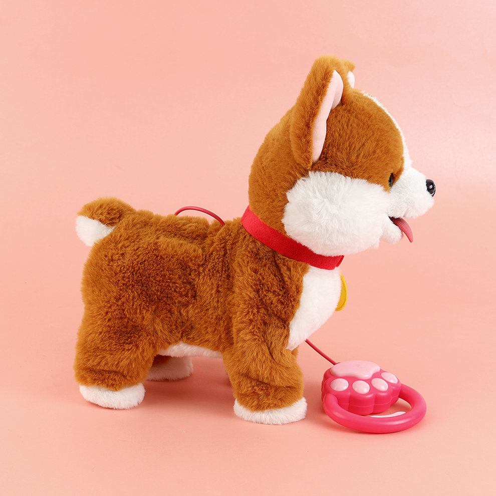 The 2025 new cute plush drawstring tongue-extending electric Corgi children's simulation toy can walk, move, cry and record details Picture