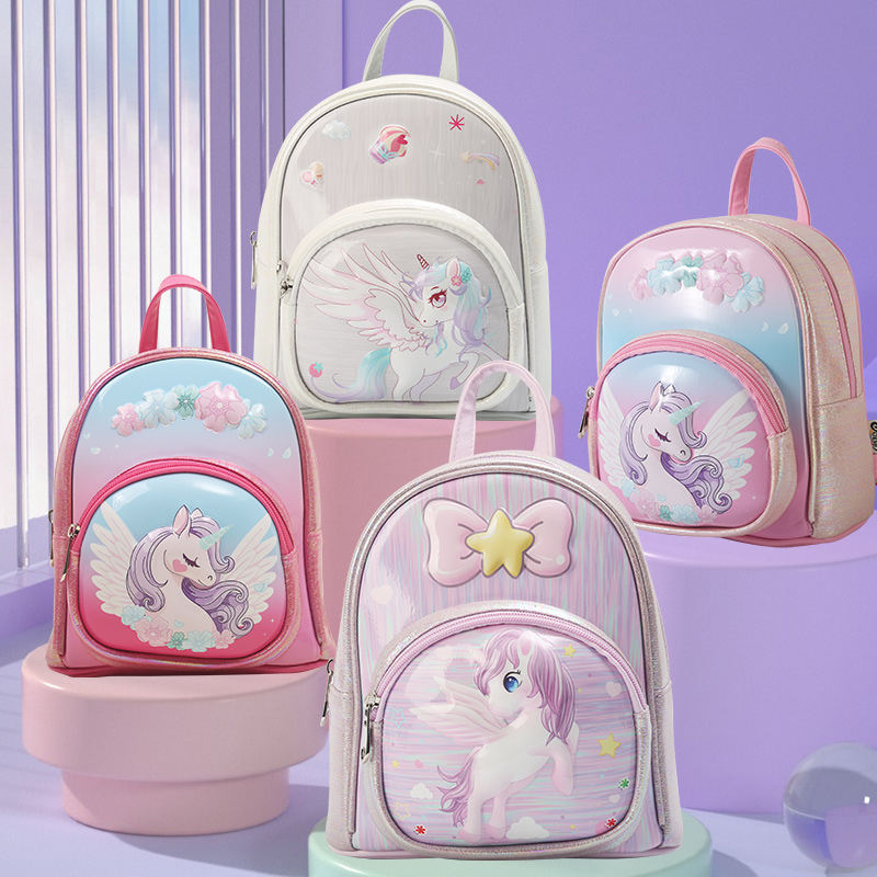 Big-tailed cat, unicorn, flower, cute and fun, fashionable and casual bag for kindergarten girls, girls' backpack details Picture