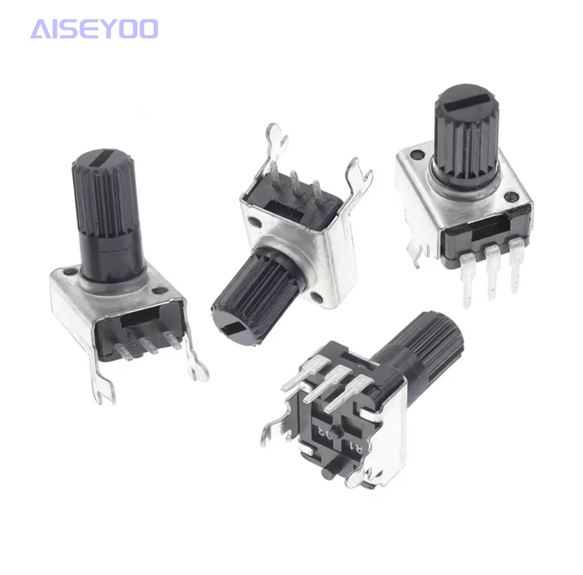 RV09型立式卧式B1K5K10K20K50K100K音量电位器可调 直脚/弯脚 电位器-长/短柄0932可调电阻电位器白底实物图