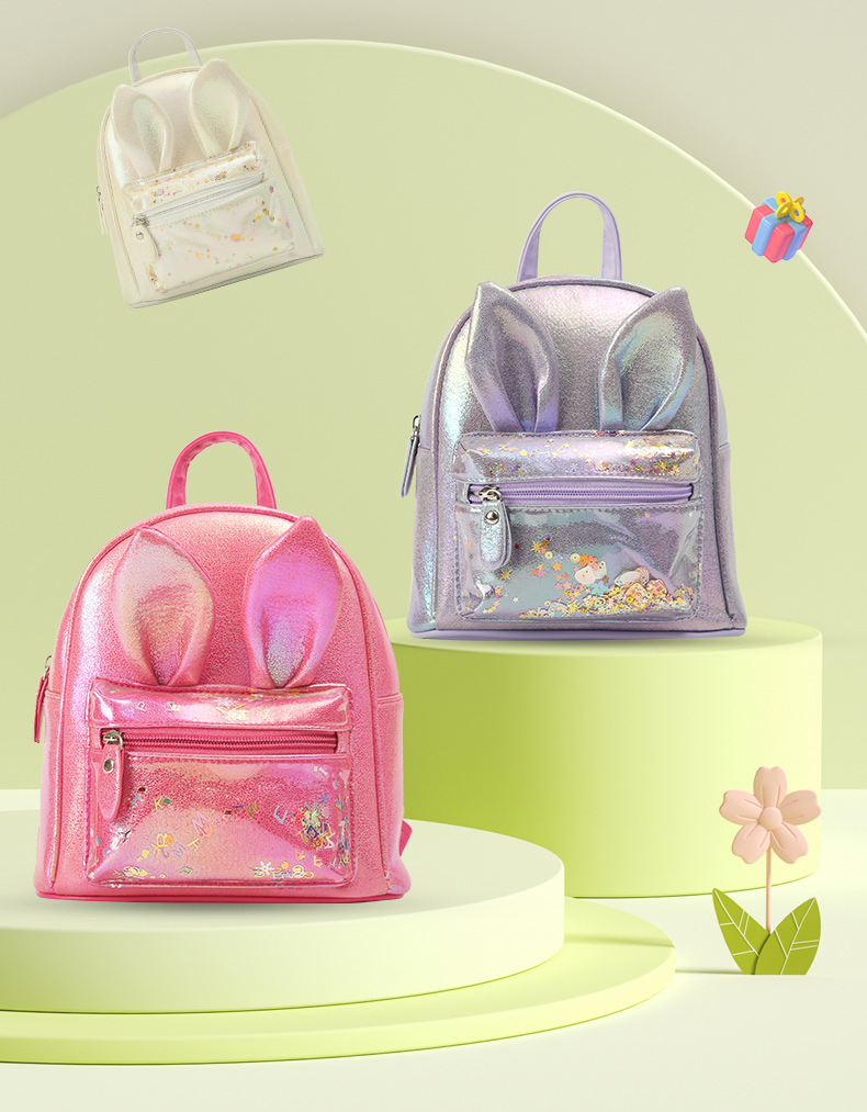 大尾貓兔子耳朵時尚休閑可愛萌趣幼兒園時尚單品女童雙肩包詳情2