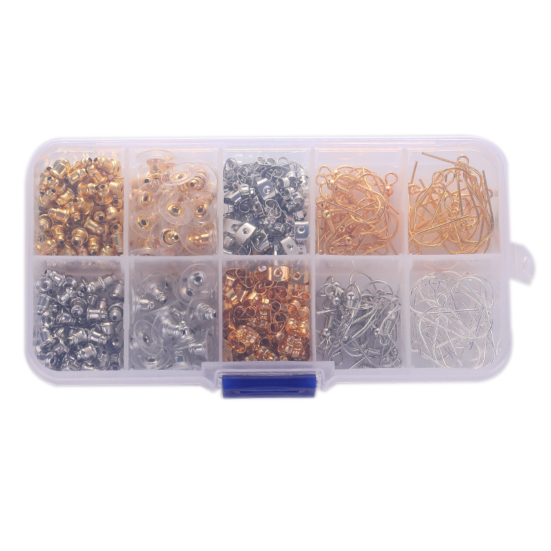 diy earring accessories: Transparent plastic anti-drop stainless steel ring, Korean ear stud plugs, gold edge hamburger ear plugs