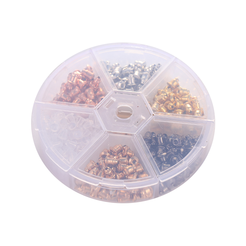 diy earring accessories: Transparent plastic anti-drop stainless steel ring, Korean ear stud plugs, gold edge hamburger ear plugs pic 2