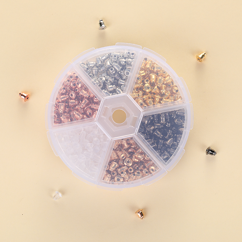 diy earring accessories: Transparent plastic anti-drop stainless steel ring, Korean ear stud plugs, gold edge hamburger ear plugs Application Scenario