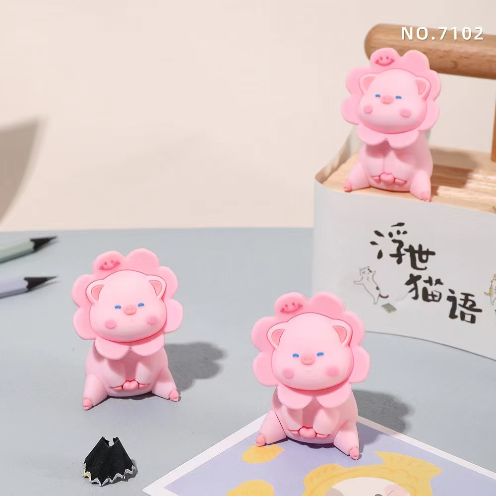 Fandouka Creative Rotating Pig Pencil Sharpener Office Pencil sharpener Cultural and Creative Student Supplies Specification image