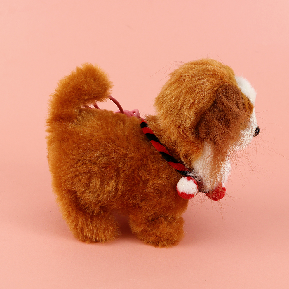 Electronic plush leash with light, golden thread dog walking simulation plush toy, children's electronic pet, cute children's gift details Picture